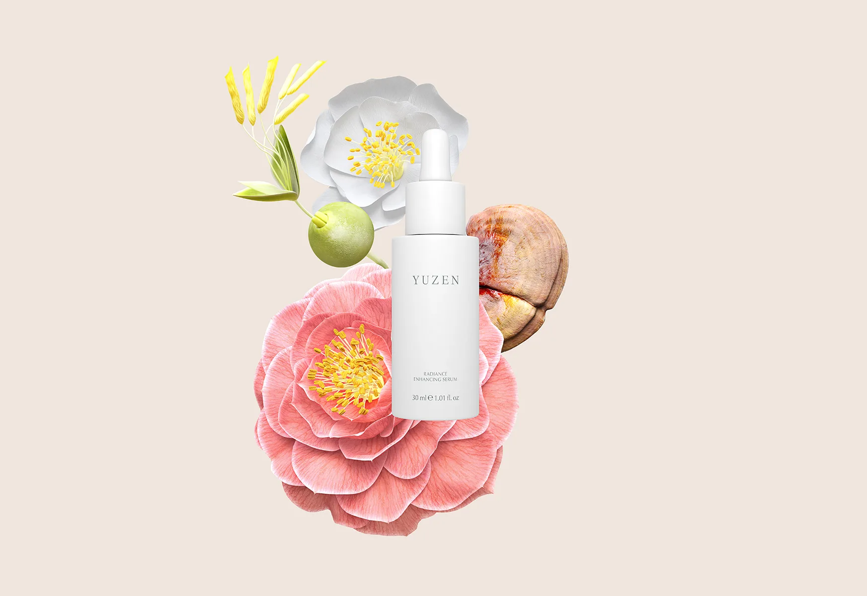 Artistic Yuzen shot for an advertising campaign with digital 3D flowers